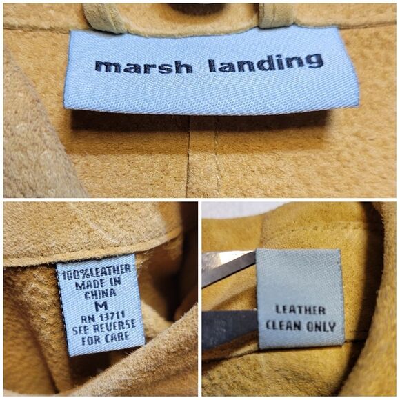 Marsh Landing Tan Leather Button Down Shirt Jacket Schaket - Picture 7 of 14